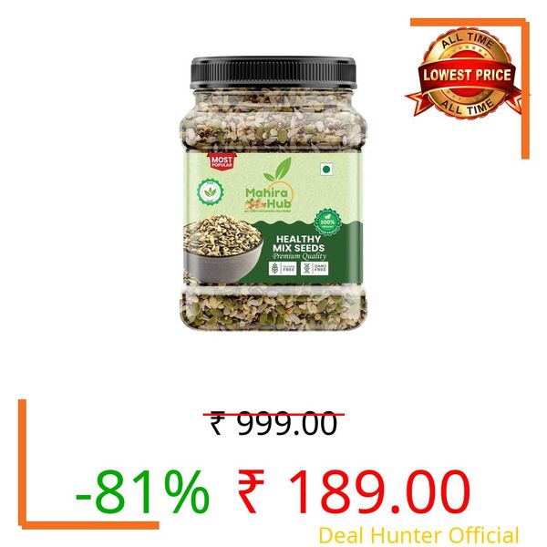 MAHIRA HUB Mix Seeds for Eating | 5 in 1 Super Seeds Blend 400g – Sunflower, Pumpkin, Flax, Watermelon & Chia Seeds | High Fiber & Protein Healthy Snack | Nutritious Seed Mix for Weight Management