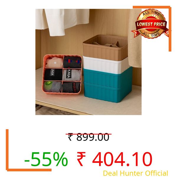 Leawall 6-Compartment Wardrobe Organizer drawers organisers for Underwear, Socks, Bras, Ties, Scarves & Undergarments,storage box and organiser, Socks organizer Socks Tray (8 Pcs,Multicolor)