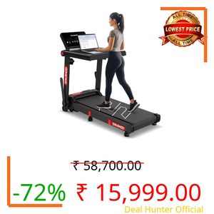 Sparnod Fitness STH-3085 Foldable Treadmill for Home Use – 4 HP Motor, 12 Preset Programs, 12 km/h Speed, Manual Incline, LED Display, 100kg Max Weight