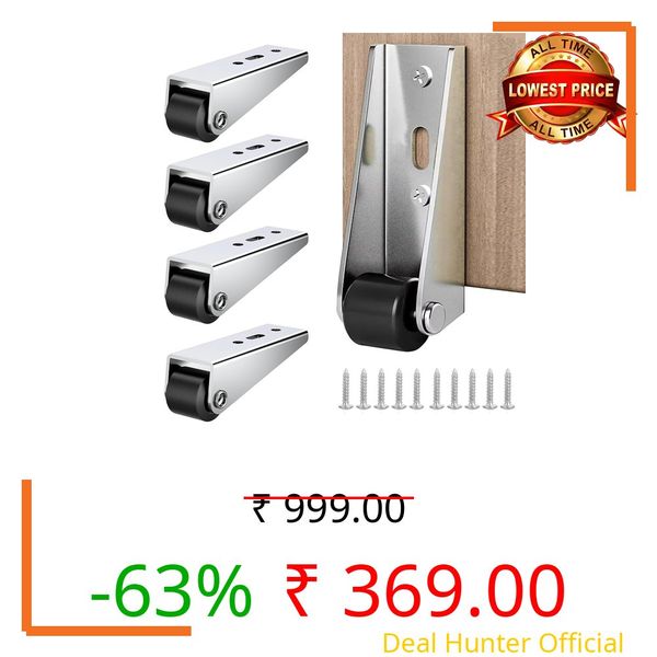 Veemok Heavy-Duty Rigid Caster Wheels for Wooden Doors | 2.68 Inch Silent Bearings, Side Mount L-Shaped Metal Rollers for Drooping Support Bolt-On Installation (8)