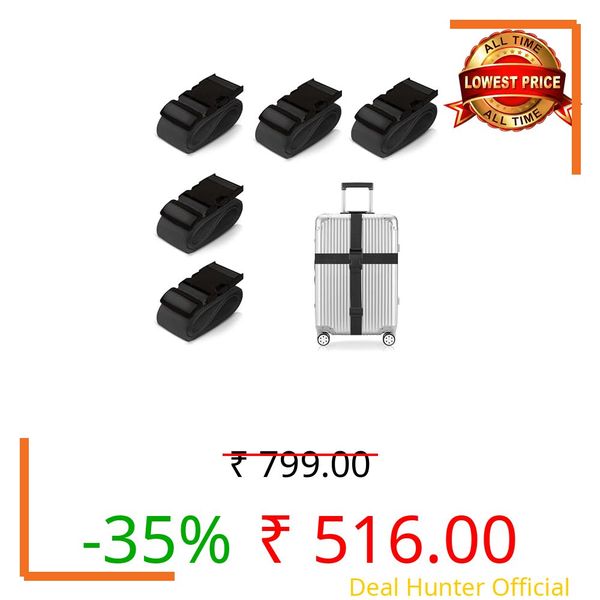 Robustt Luggage Belt Suitcase Strap - Pack of 5 (Black) | Heavy Duty Material | Adjustable Travel Belt for Suitcase | Fashionable Design | Protect Your Belongings2