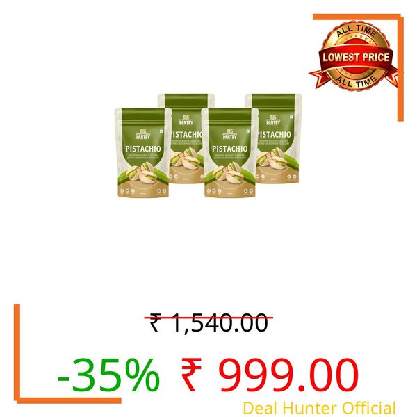 Big Pantry Premium Roasted & Salted Jumbo Californian Pistachios 200g | Rich in Protein & Dietary Fibre | Natural Premium Pista Dry Fruits with Shelled Nuts | Pack of 4