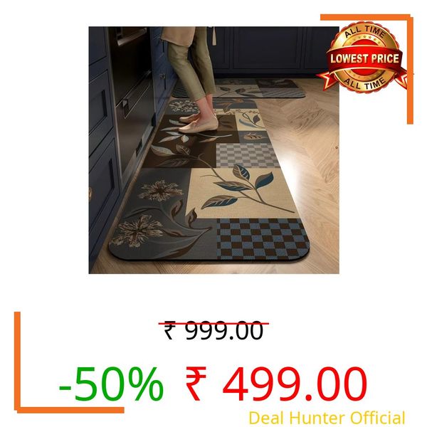 YAGVIZ Anti Fatigue Kitchen Rug Sets 2 Piece Non Slip Kitchen Mats for Floor Cushioned Kitchen Rugs & Mats Waterproof Comfort Standing Mat Runner for Kitchen,Home Office,Sink