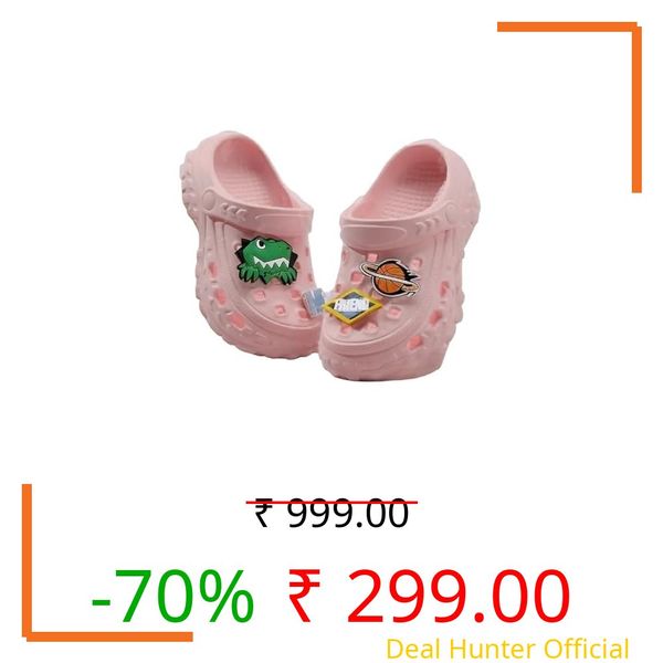 Richmen Unisex Kids Clogs Soft Anti Skid Mules Sandals with Adjustable Back Strap Indoor & Outdoor Slipper for Boys & Girls Everyday Use Waterproof Jibbex Slides (Pink, 4.5-5yrs)