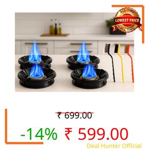 JUNJULA Black Gas Saver Burner Saver Stand Jali Ring Fire & Windproof Energy Saving, Set of 3 Pc Mini Wire Brush Cleaning Tool Kit Brass, Nylon, Stainless Steel Bristles (4pcs Gas Burner)