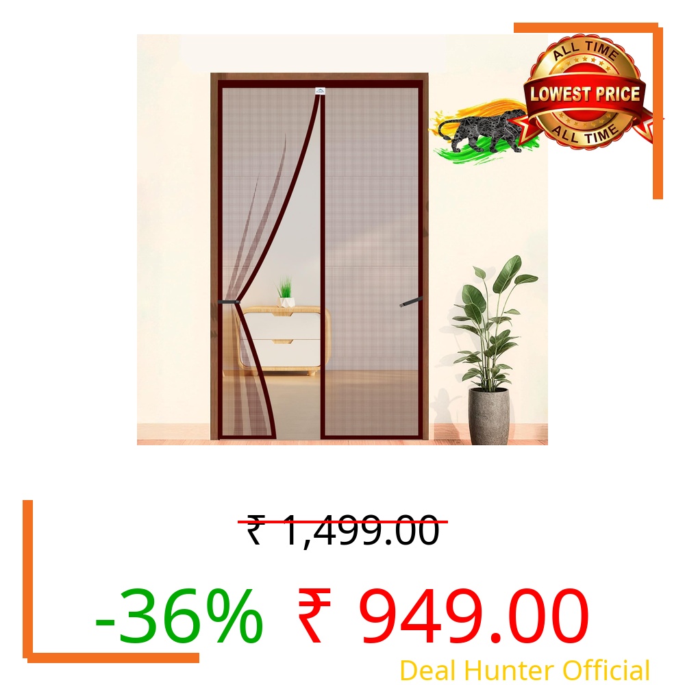 LifeKrafts Polyester Magnetic Mosquito Net for Door | Mosquito Curtain for All Door Types & Sizes | Auto-Closing Insect Screen to Keep Mosquito Out (240x130 cm, Brown)