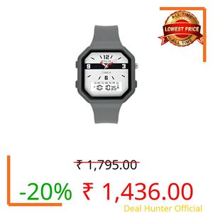 Helix by Timex Ana Digital Watch for Man with Grey Octogonal Dial & Grey Silicone Strap Band Water Resistant Men's Wrist Watches - TWESK6602T