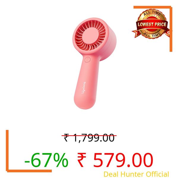 Lifelong Hand Fan | Portable Rechargeable Fan with 2000mAh Battery, 5 Speed Settings, Type-C Charging, Powerful Cooling, Start with Long Press, Non-Slip Base, Hanging Hook, Travel Friendly Design