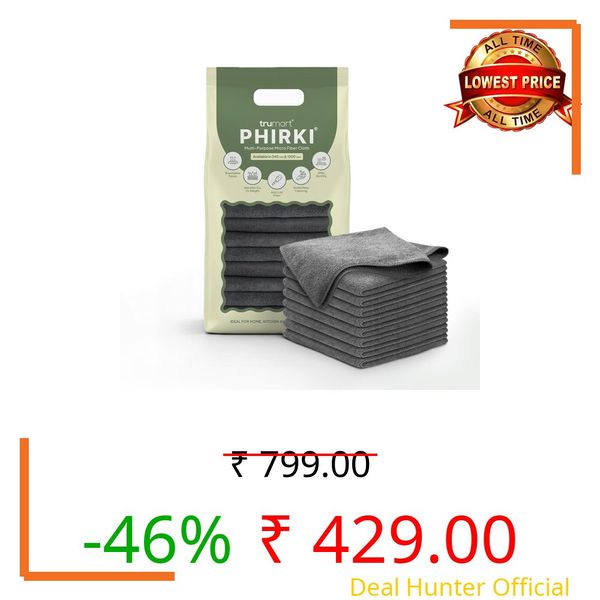 Phirki Premium Microfiber Cleaning Cloths Pack of 9 (40 x 40 cm, 340 GSM) | Lint-Free, Scratch-Free, Highly Absorbent | Reusable Multipurpose Cloth for Car, Bike, Home & Kitchen Cleaning