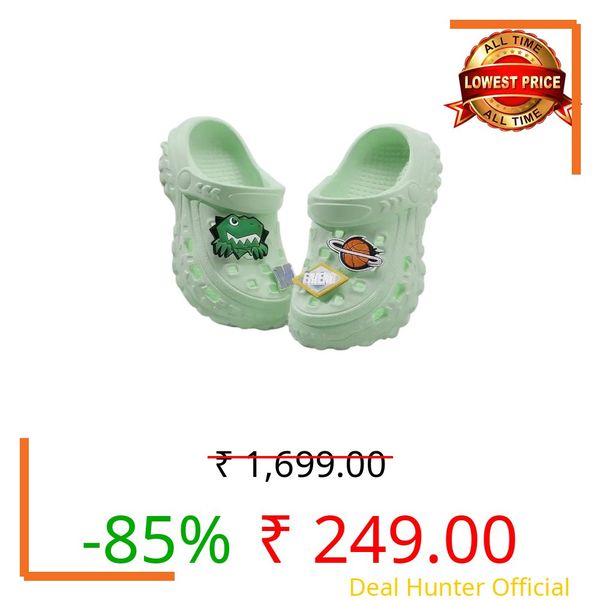 Kids Clogs Shoes for Baby Boys Girls Soft Comfortable Non-Slip Summer Sandals | Toddler Flip-Flop Slip On Indoor & Outdoor Jibbex Clog Slides Green (2.5-3Yrs)