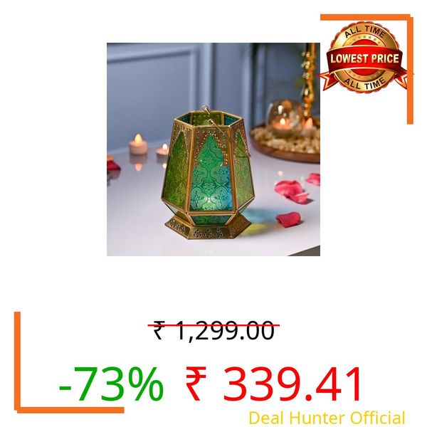 MARKET 99 Metal + Glass Hexagon Tea Light Candle Holders | Multicolor Votive Holders for Diwali, Christmas, Weddings & Birthdays | Decorative T-Light Stand for Home Decor, Festive Lighting & Gifting