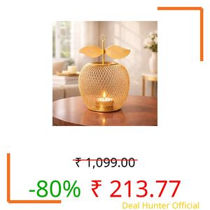 MARKET 99 Metal Apple T-Light Holder Golden | Decorative Tealight Candle Stand for Diwali, Christmas & Festive Home Décor | Elegant Tabletop Accent for Weddings, Birthdays, Parties & Gifting