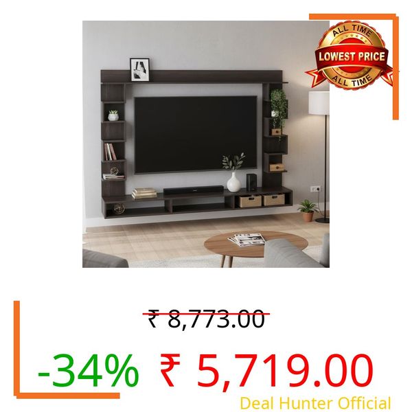 FURNEASER Cabiar Wall Mount TV Unit for Living Room Wooden Entertainment Center with Storage Shelves Modern TV Panel Stand Showcase for Up to 55 Inch Media Console Cabinet (Wenge)