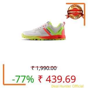 Hundred PitchStrike Cricket Shoes|Multi-Surface Grip with TerraSpike Outsole|Energy Layer Midsole|Lightweight, Breathable | Ideal for Turf, Ground & Hard Surfaces (White/Orange/Lime Green;UK 2)