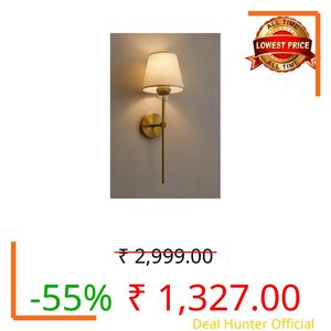OJIT LIGHT DECORATION Premium Gold Finish Wall Lamp (with Bulb) Lamp for Bedroom, Living Room, Restaurants, Dining, Coffee Shop, Home Etc. (Pack of 1)