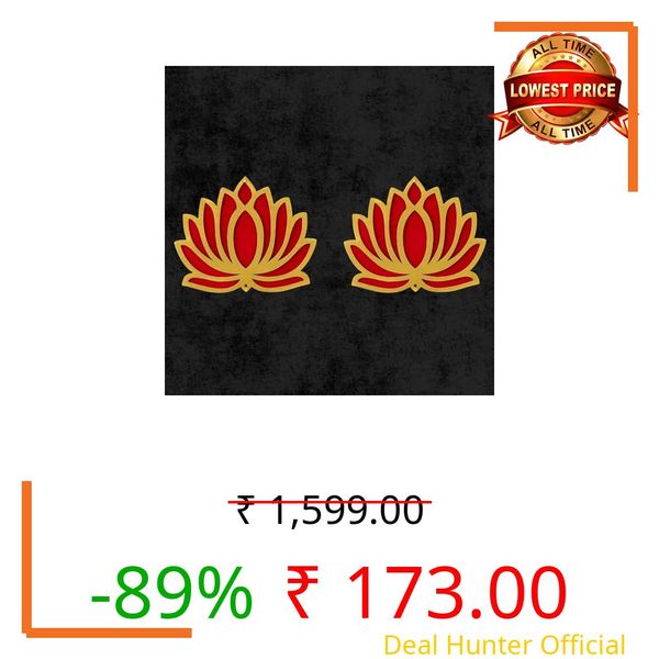 ARLICORPING Wooden Lotus Wall Hanging for Festive Decoration – Diwali, Ganpati, Pooja Room, Mandir, Living Room, Door, Hall, Entrance, Spiritual Decor (Lotus - Red, Pack of 2)