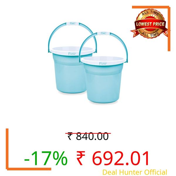 FLAIR Estella 19 LTR Blue Set of 2 I Plastic Bathroom Bucket | Strong and Durable Water Storage Bucket | Ideal for Bathing and Everyday Use