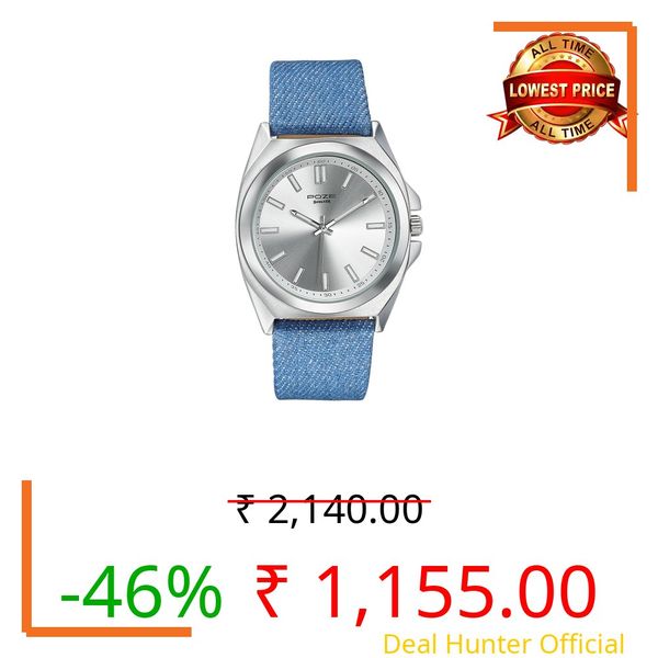 Sonata Poze 6 Strokes and Stroll Quartz Silver Round Dial Men's Watch | Denim Leather Strap Material | Watches for Men Analog - SP70081SL01