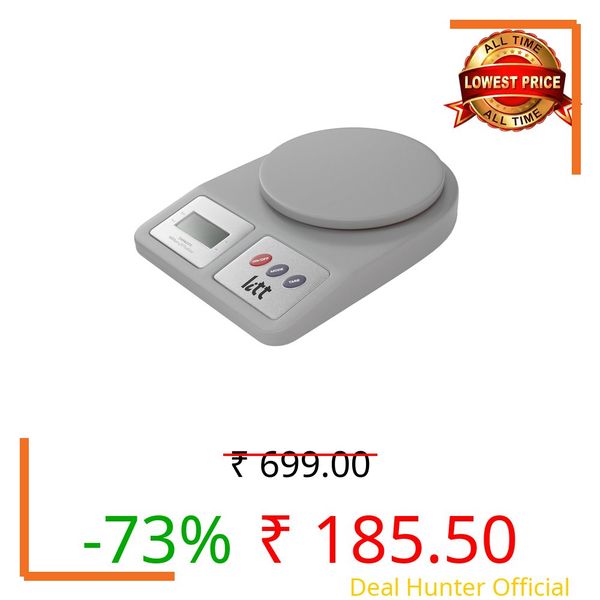 Litt by Lifelong Digital Kitchen Weighing Scale | LCD Display with Tare & Mode Function | Compact & Accurate Weighing Machine for Kitchen, Baking, Diet, Food & Grocery | 5kg Capacity