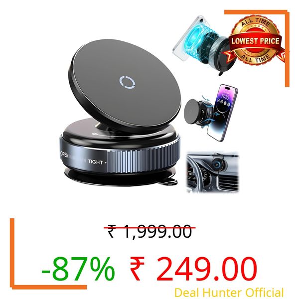 HOLD UP Vaccum Magnetic Phones Holder 360°, Magnetic Car Phone Mount, Hands-Free Suction Cup Phones Holder for Car/Gym/Mirror/Shower, Car Mount Compatible with All Mobile (Non-Extended)