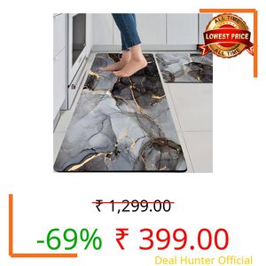 Arviz Kitchen Mats for Floor Anti Slip Set of 2 Pcs, Washable Floral Design Carpet for Kitchen, Waterproof Kitchen Rugs Set, Soft Memory Foam Anti-Fatigue Standing Mat for Kitchen, Home & Office