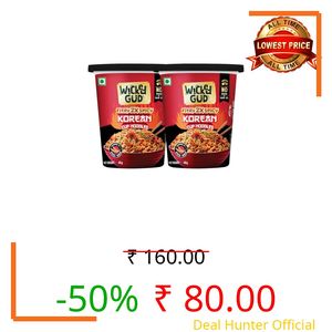 WickedGud Korean Cup Noodles, Fiery 2X Spicy, 69g, No Palm Oil, Vegetarian, Pack of 2
