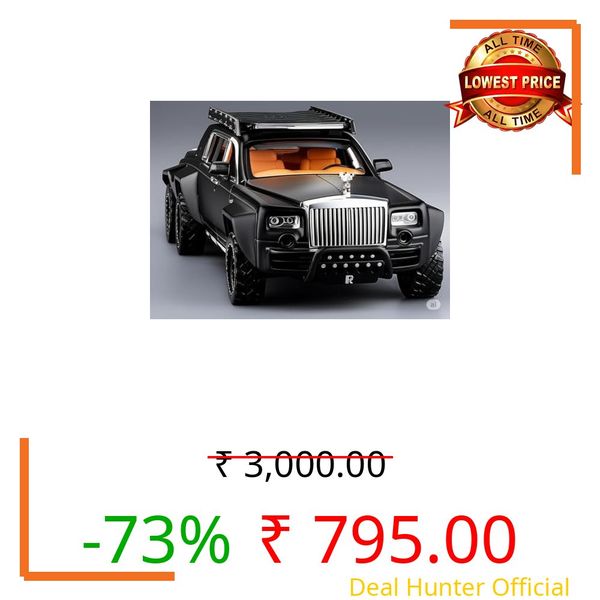 Umadiya® Rolls Royce Phantom 6x6 Model Car 1:32 Scale Exclusive Alloy Metal Pull Back Die-cast Car Toy with Openable Doors & Light Music Boys Toys for Kids (Phantom 1:32 6x6)【Colors as Per Stock】