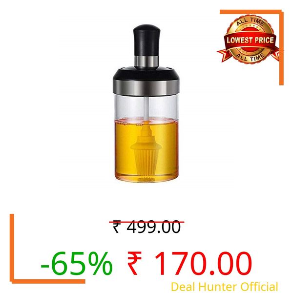 ONISHOMES Oil Spray Bottle for Cooking – Glass Dispenser for Kitchen Use, Air Fryer, BBQ, Salad, Dosa, and Frying | Refillable Mister Bottle | Multicolor (Oil Brush Bottle)