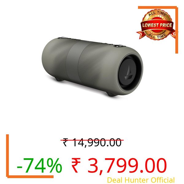 Boat Stone 1200 Pro, 60W Boat Signature Sound, 76.2mm Drivers, TWS,7.5H Battery, Built-in Mic, Carry Strap,IPX6, Bluetooth Speaker, Wireless Speaker, Portable Speaker (Ice Grey)