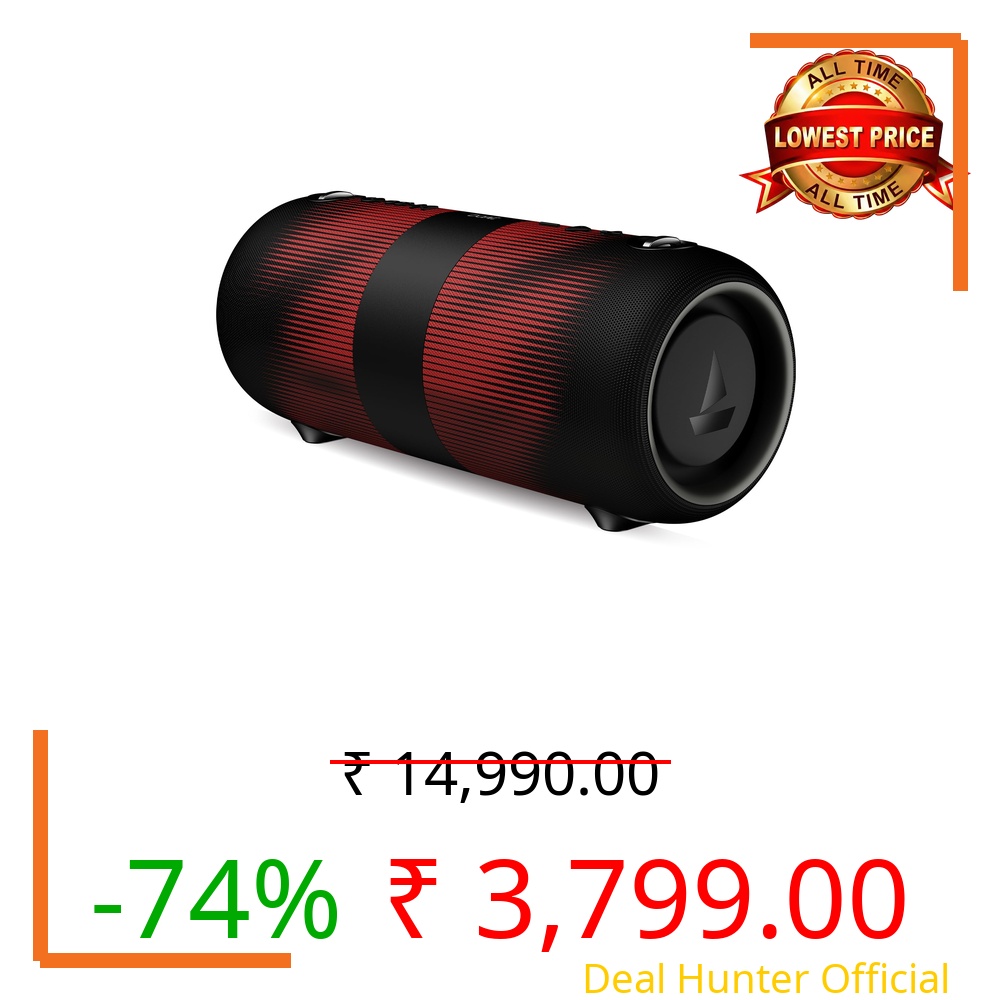 Boat 2025 Launch Stone 1200 Pro, 60W Boat Signature Sound, 76.2mm Drivers, TWS,7.5H Battery, Built-in Mic, Carry Strap,IPX6, Bluetooth Speaker, Wireless Speaker, Portable Speaker (Twilight Black)