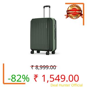 Safari Genius Alley 66cm Medium Check-in Trolley Bag Hard Case Polypropylene, 4 Spinner Wheels, 360 Degree Wheeling Luggage, Travel Bag, Suitcase for Travel, Trolley Bags for Travel, Deep Forrest