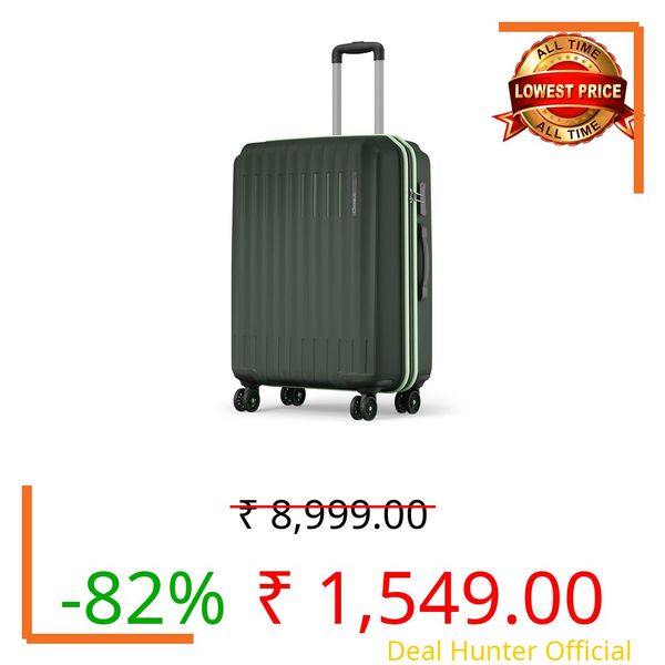 Safari Genius Alley 66cm Medium Check-in Trolley Bag Hard Case Polypropylene, 4 Spinner Wheels, 360 Degree Wheeling Luggage, Travel Bag, Suitcase for Travel, Trolley Bags for Travel, Deep Forrest