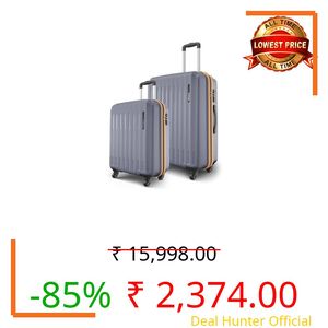 Safari Genius Alley Set of 2 (Cabin + Medium) Trolley Bags Hard Case Polypropylene, 4 Spinner Wheels, 360 Degree Wheeling Luggage, Suitcase for Travel, Trolley Bags for Travel, Flintstone