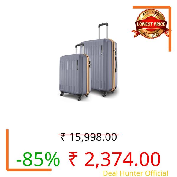 Safari Genius Alley Set of 2 (Cabin + Medium) Trolley Bags Hard Case Polypropylene, 4 Spinner Wheels, 360 Degree Wheeling Luggage, Suitcase for Travel, Trolley Bags for Travel, Flintstone