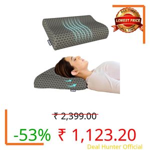 CareFoam Memory Foam Cervical Neck Pillow | 2 Years Warranty | Pain Relief Sleep, Improves Posture Spinal Alignment, Neck Pain Relief | King 23 x 14 x 4.5 Inch | Black acquard Cover | Pack of 1