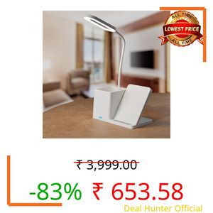 Lifelong LED Desk Lamp with Wireless Charging & Pen Holder | 3 Adjustable Brightness Mode, Eye-Caring Touch Control Table Lamp | 360 Flexible Gooseneck Desk Organizer for Study, Office, Bedroom & Home