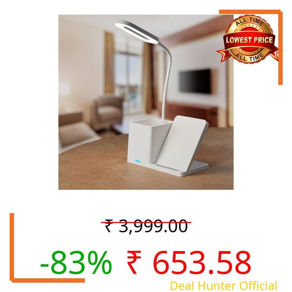 Lifelong LED Desk Lamp with Wireless Charging & Pen Holder | 3 Adjustable Brightness Mode, Eye-Caring Touch Control Table Lamp | 360 Flexible Gooseneck Desk Organizer for Study, Office, Bedroom & Home