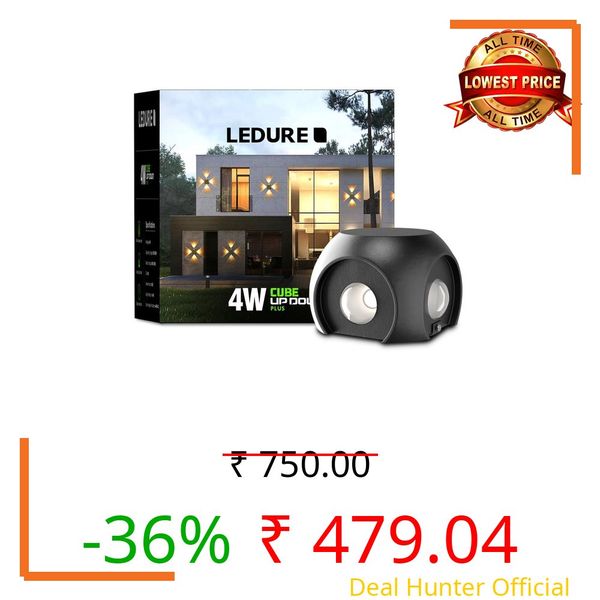 LEDURE LED 4-Watt Cube Way Up Down Outdoor LED Wall Light, Polycarbonate, Warm White 3000K, IP54 Waterproof, Anti-Dust, Easy Installation (Warm White - Pack of 1)