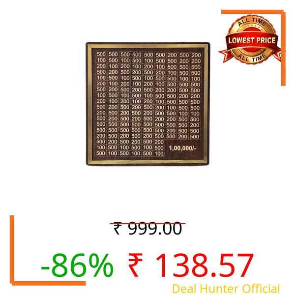 IDITRI EXPORT-Premium Wooden Money Saving Box – Number Piggy Bank for Kids & Adults | Secure Coin & Cash Storage Box | Stylish Wooden Safe (1 LAKH Money Box, 1, Count)