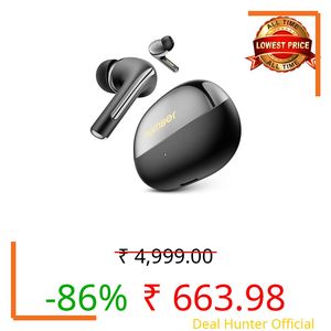 Number Navo Buds X3 w/ 50H Playtime, Dual Pairing, 13mm Speakers, ENC, 45ms Low Latency Bluetooth (Diamond Black)