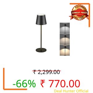 NIRDAMBHAY Black Rechargeable LED Table Lamp, 3 Color Stepless Dimming, Rechargeable Lamp IP54 Waterproof for, 1200mAh Battery Operated LED Light for Study, Home Decor & Office & Bedroom