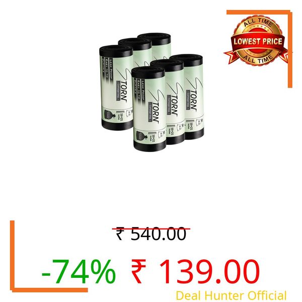 Garbage Bags | Medium | Black | 180 Count (30 Bags × 6 Rolls) | 19×21 Inches | Heavy Duty Leak-Proof Dustbin Bags for Dry & Wet Waste | Trash Bag for Kitchen, Bathroom, Household & Office Waste |