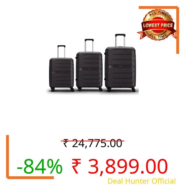Aristocrat Liberty 8 Wheel Set of 3 Large Size (Check-in), Medium Size (Check-in) & Cabin (Small Size) Hard Case Trolley Bags, Lightweight Polypropylene Luggage, 3-Yr Global Warranty, Saddle Brown