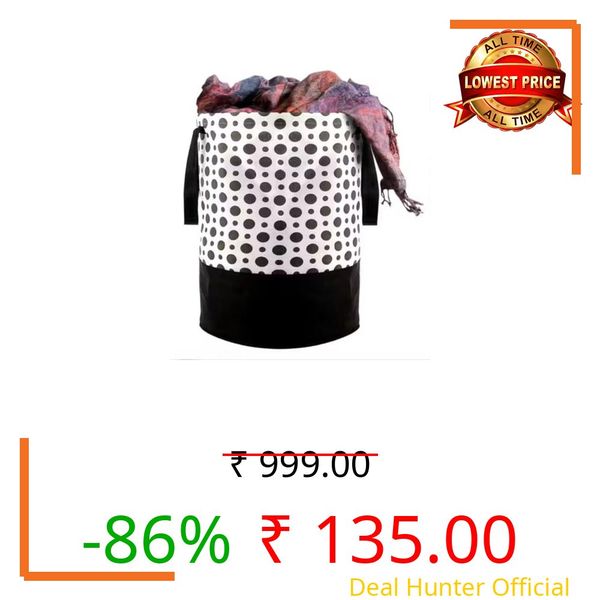 ABHIKRAFTS 45L Laundry Basket with Lid, Foldable Storage Bag for Clothes (Design 4, Pack of 1)