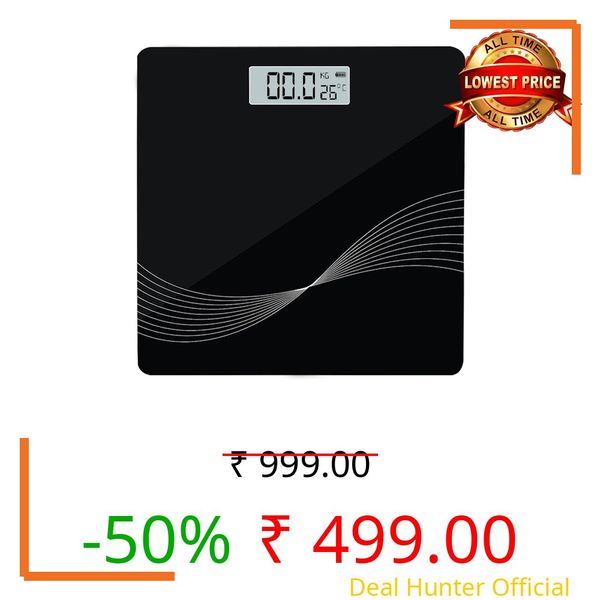 UMANATH with DB India Electronic Thick Tempered Glass LCD Display Digital Personal Bathroom Health Body Weight Weighing Scales For Body Weight,weight machine for human body black