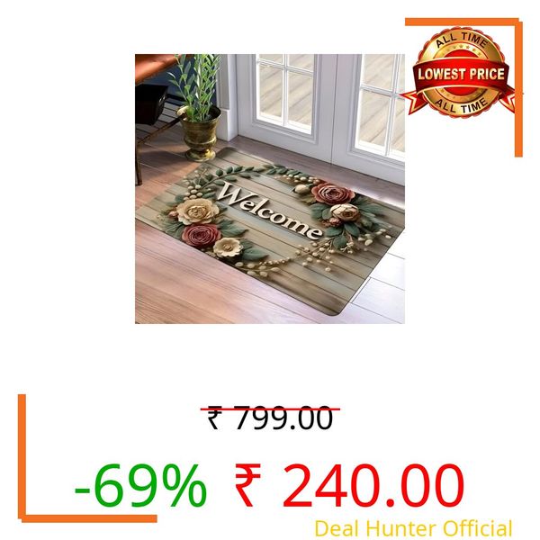 Royser Elegant Floral Welcome Doormat & Absorbent Mat – Non-Slip, Waterproof, Quick-Dry Decorative Rug for Bathroom, Entryway, Porch, Kitchen & Living Room – Soft, Washable, Durable Home Floor Mat
