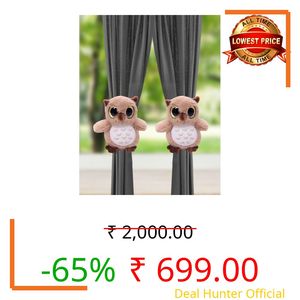 Tickles 2 Pcs Cute Owl Soft Stuffed Plush Curtain Tiebacks Holder Clip for Children Living Room Decoration Accessories Window Curtain Decorations (Color: Brown Size: 20 cm)