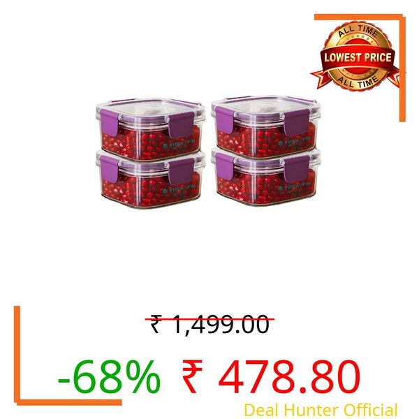 Airtight Food Storage Containers with Lids for Kitchen, BPA Free Plastic Fridge Storage Containers, Stackable Leakproof Snack Storage Containers, Microwave Freezer Safe, Pack of 4 (400 ml)