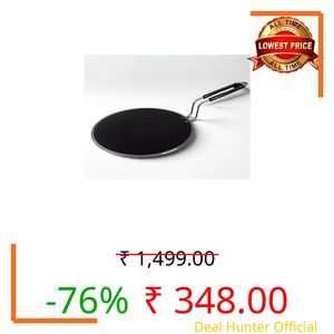 Pure Iron Tawa 1.3 KG | Heavy Base Curved Loha Tawa with Stainless Steel Handle | Gas Stove Compatible | Roti, Chapati & Paratha Iron Cookware Tava | Naturally Non-Stick & Chemical Free