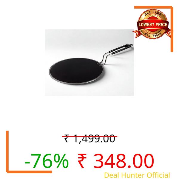 Pure Iron Tawa 1.3 KG | Heavy Base Curved Loha Tawa with Stainless Steel Handle | Gas Stove Compatible | Roti, Chapati & Paratha Iron Cookware Tava | Naturally Non-Stick & Chemical Free